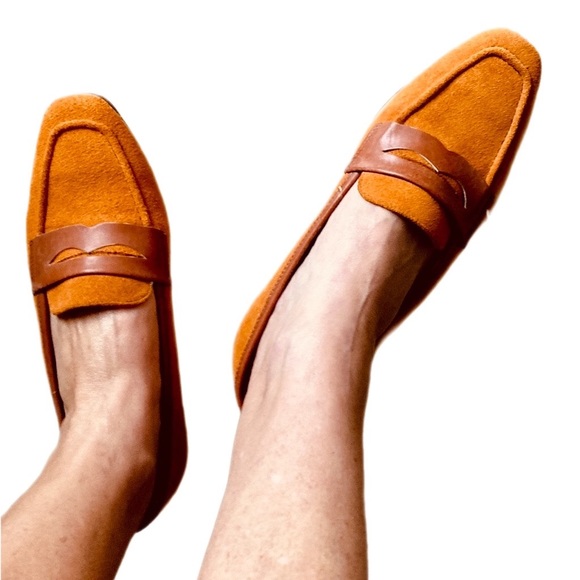 Vintage STUDIO OLYMPIA ochre genuine suede Loafers slip-on shoes. - Picture 2 of 15